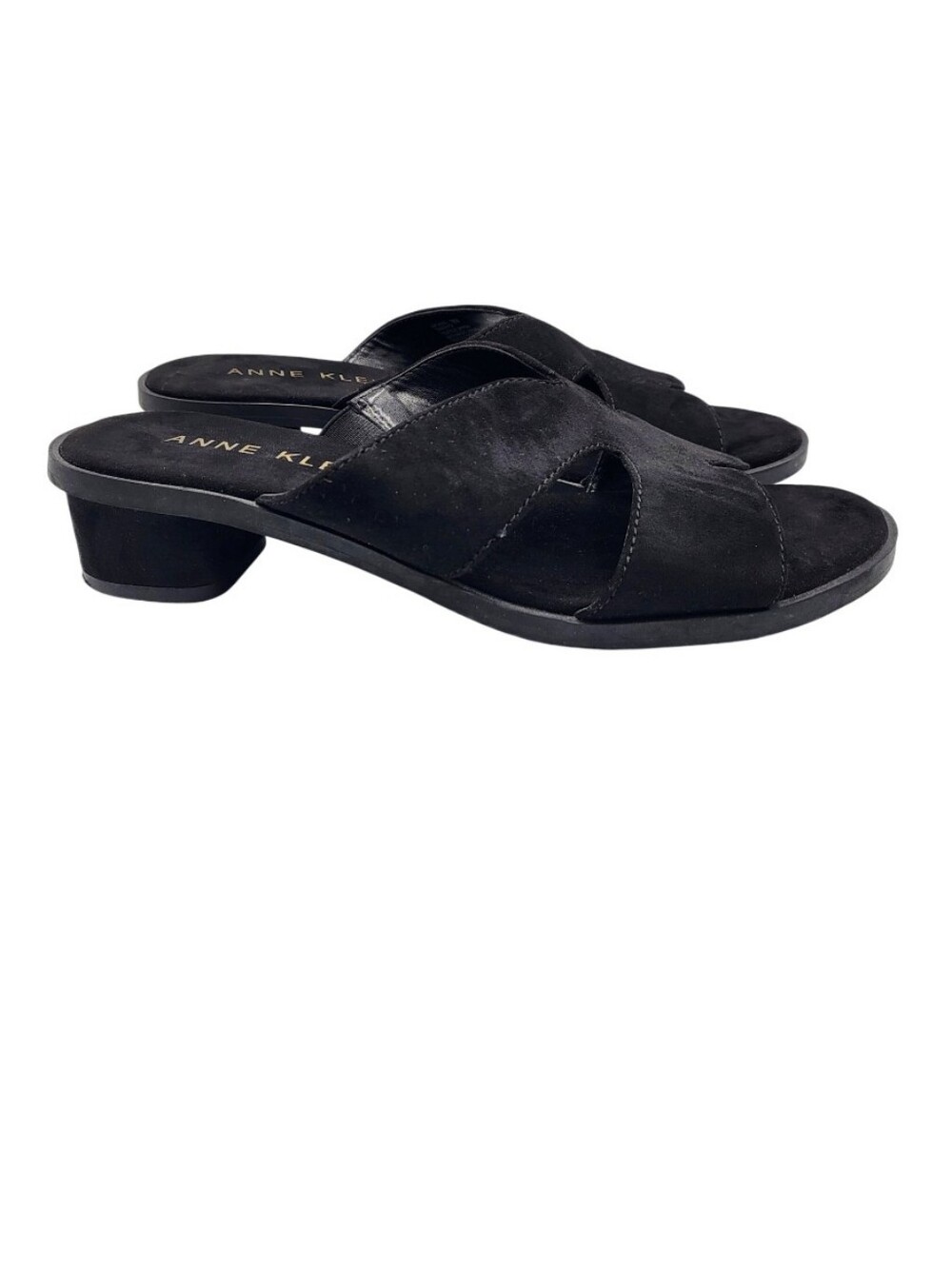 Anne Klein iFlex Tania Women's Size 8 Black Open-Toe Cut-outs Block Heel Sandals